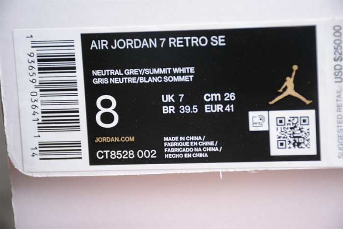 Jordan 7 Retro Neutral Grey - CT8528-002