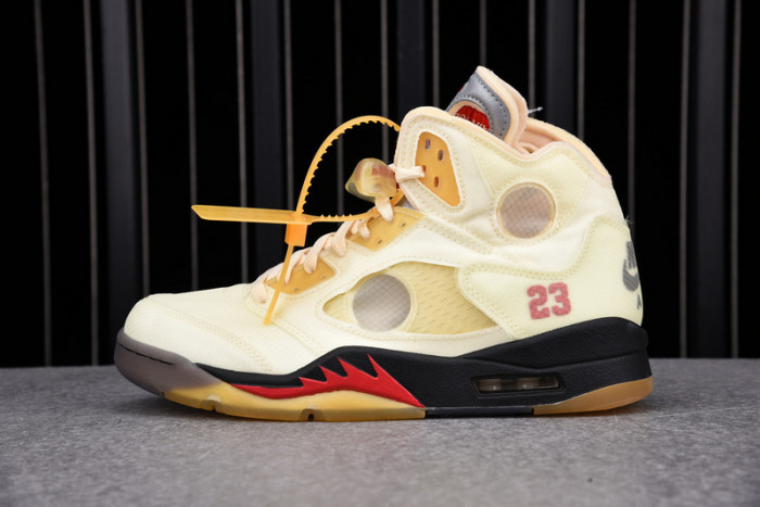 OF x Air Jordan 5 Sail Red DH8565-100