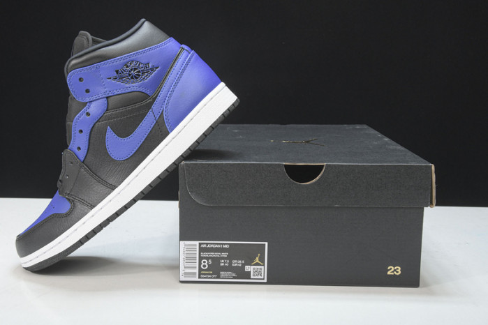 Jordan 1 Mid Hyper Royal Tumbled Leathe  554724-077