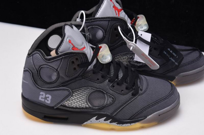 OF Air Jordan 5 SP Black Muslin Fire Red CT8480-001