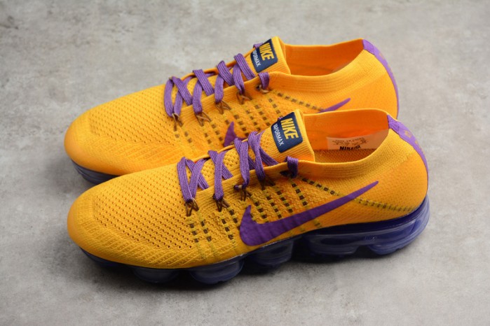 Nike Air VaporMax Flyknit 2018 Lemon Yellow/Purple  mens AA3858-104
