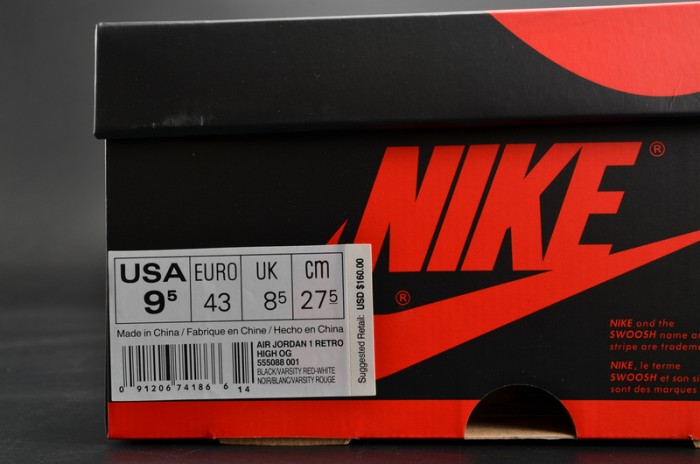 Air Jordan 1 Retro High OG “Banned” red mens  555088-001