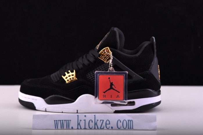 Air Jordan 4 “Royalty”  Black/Metallic Gold-White mens 308497-032