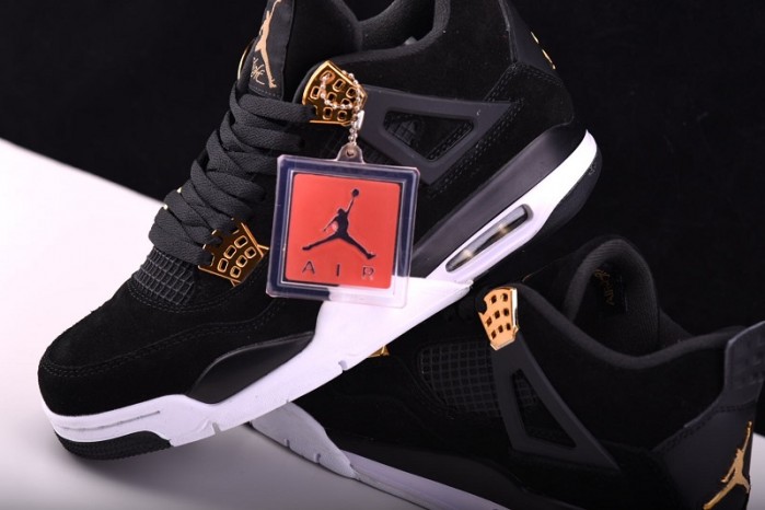 Air Jordan 4 “Royalty”  Black/Metallic Gold-White mens 308497-032