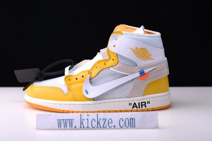 2019 Air Jordan 1 x OF NRG White/Dark Powder Yellow-Cone AQ0818-149